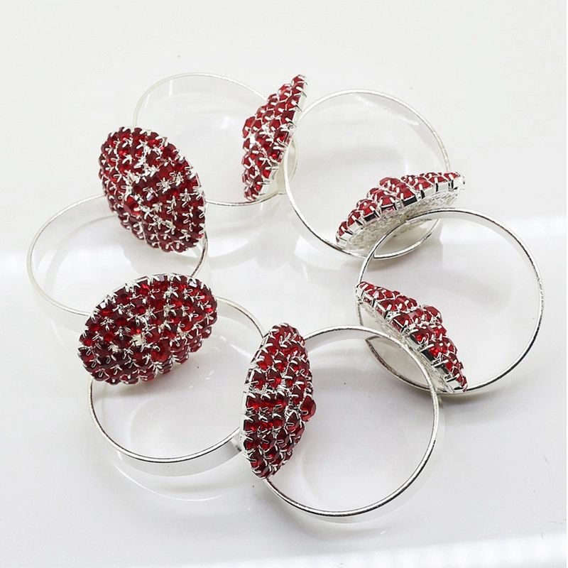 Wedding favors crystal round colorful design red rhinestone napkin ring for Christmas