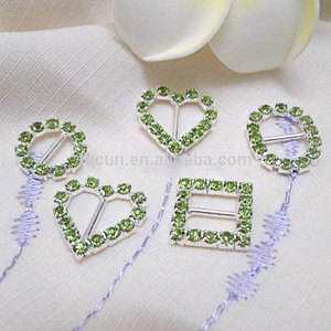 fashion rhinestone ribbon slider buckle heart belt sash buckle for sell