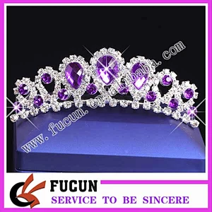Gorgeous Shiny Violet Crystal Queen Pageant Comb Tiaras Wholesale Luxurious Frozen Elsa Crown Tiara