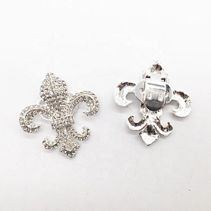 China Wholesale Shoe Parts Accessories Fleur-de-lis Rhinestone Crystal Shoe Purse Clip Buckles