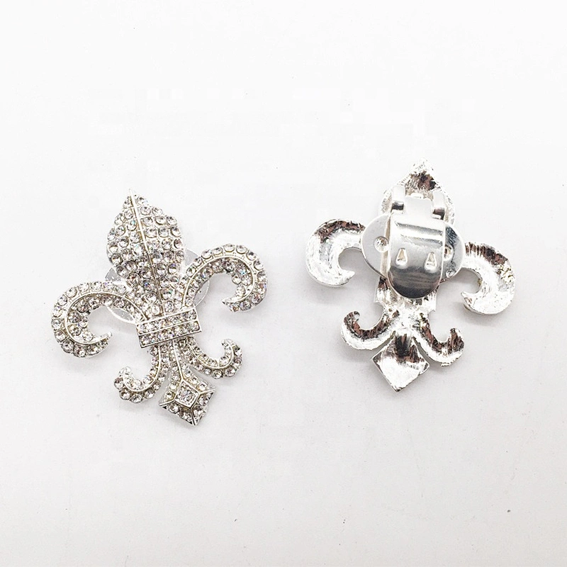 China Wholesale Shoe Parts Accessories Fleur-de-lis Rhinestone Crystal Shoe Purse Clip Buckles