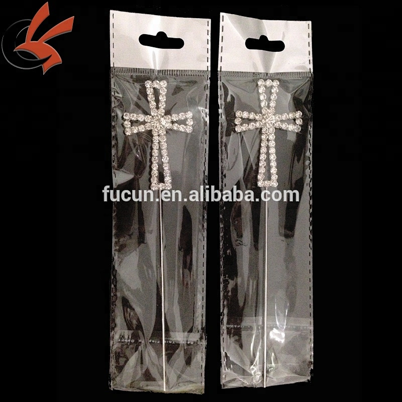 Small Rhinestone Cross Baptism Christening Communion Cake Topper