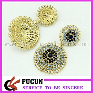 Gold Antique Art Deco Statement Rhinestone Earrings