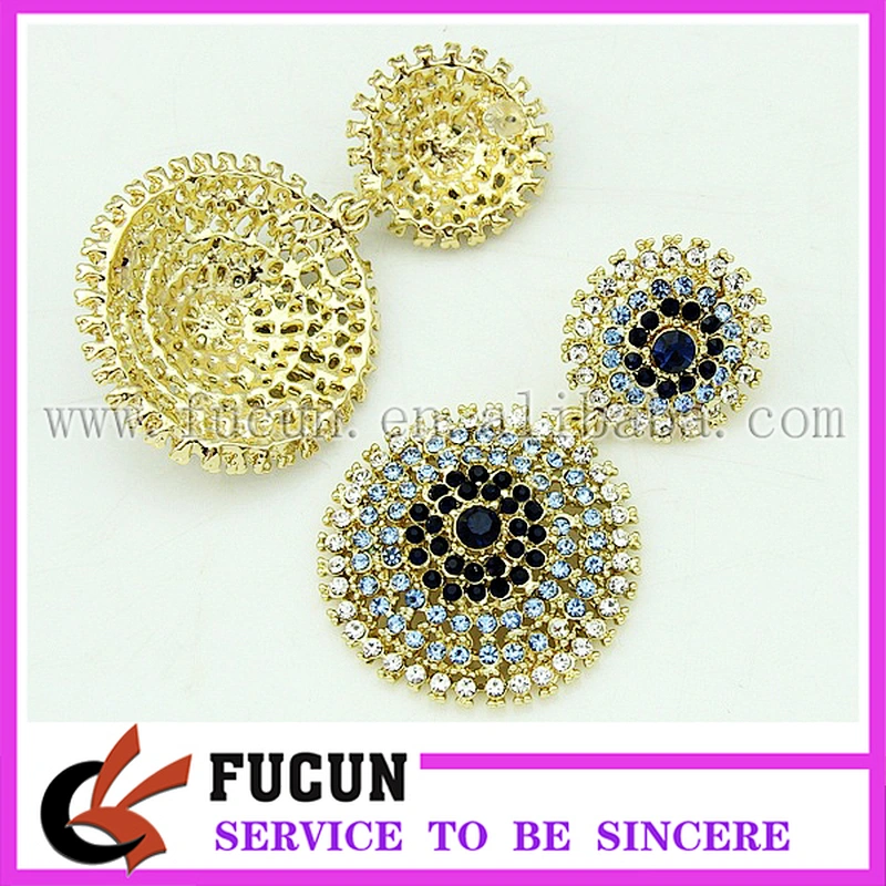 Gold Antique Art Deco Statement Rhinestone Earrings