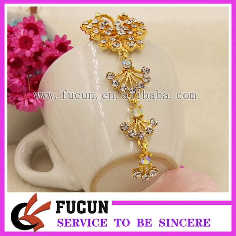 high quality garment rhinestone accessories gold butterfly style muslim scarf brooches pins