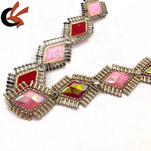 Factory wholesale iron on colors AB resin trimming hot fix rhinestone tape