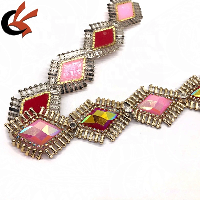 Factory wholesale iron on colors AB resin trimming hot fix rhinestone tape