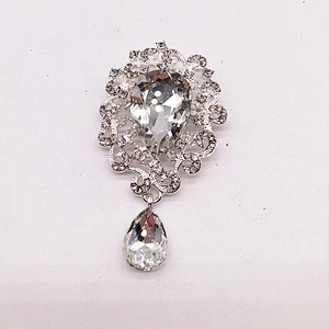 customized  new design bridal rhinestone silver plated brooch