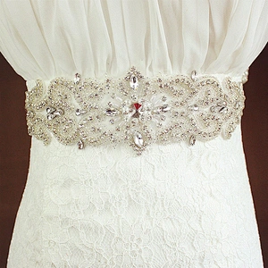 2018 new design bridal crystal rhinestone beaded applique for wedding dress