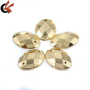 wholesale sew on oval orange acrylic rhinestone accessories