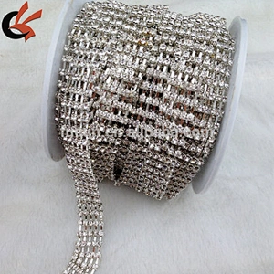 ss16 three rows clear rhinestone cup chain