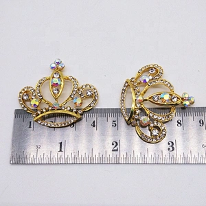 wholesale flatback AB clear crystal rhinestone crown brooch