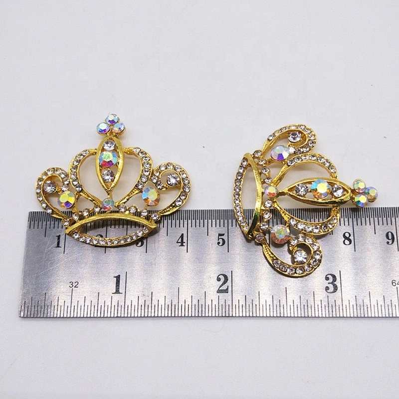 wholesale flatback AB clear crystal rhinestone crown brooch