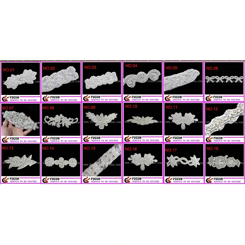 Fashion wedding dress decorations rhinestone beads appliques to sew