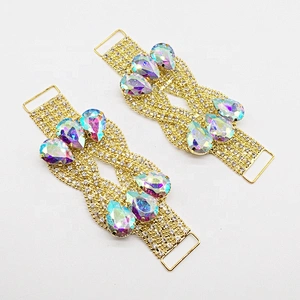 hot selling fashion jewelry gorgeous crystal ab teardrop glass stone bikini connector