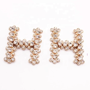 custom shoe decoration letter H rhinestone sandal buckle accessories for casual shoes