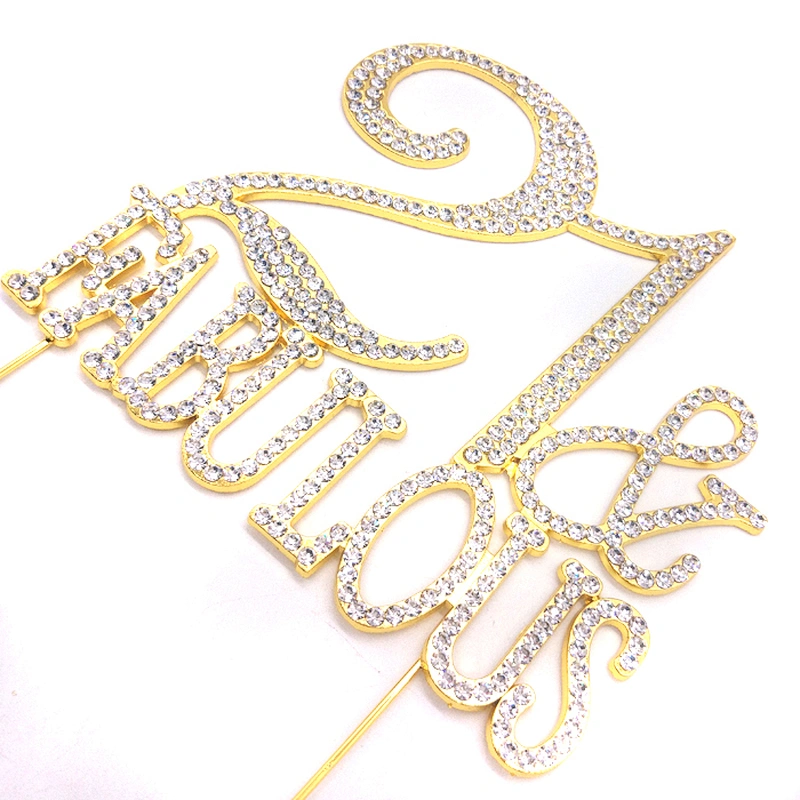 Hot sale Birthday Gift Clear Rhinestone 21 & FABULOUS  Cake Topper