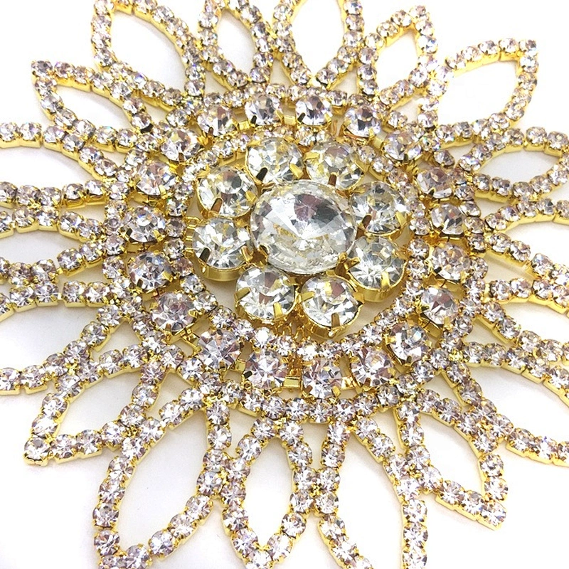 Gold Flatback Sunflower Sew On Crystal Rhinestone Applique