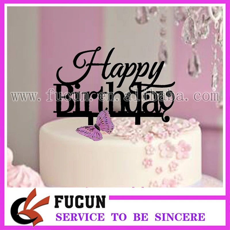 Happy birthday black acrylic cake topper for birthday cake decoration