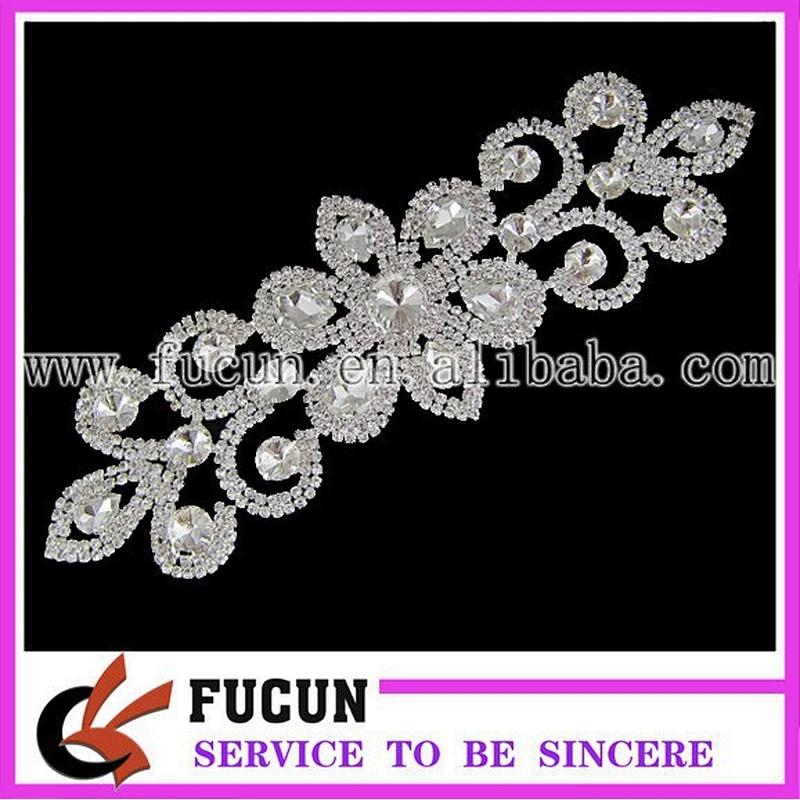 Sparkling Rhinestone bridal beaded lace applique rhinestone chain wedding belt