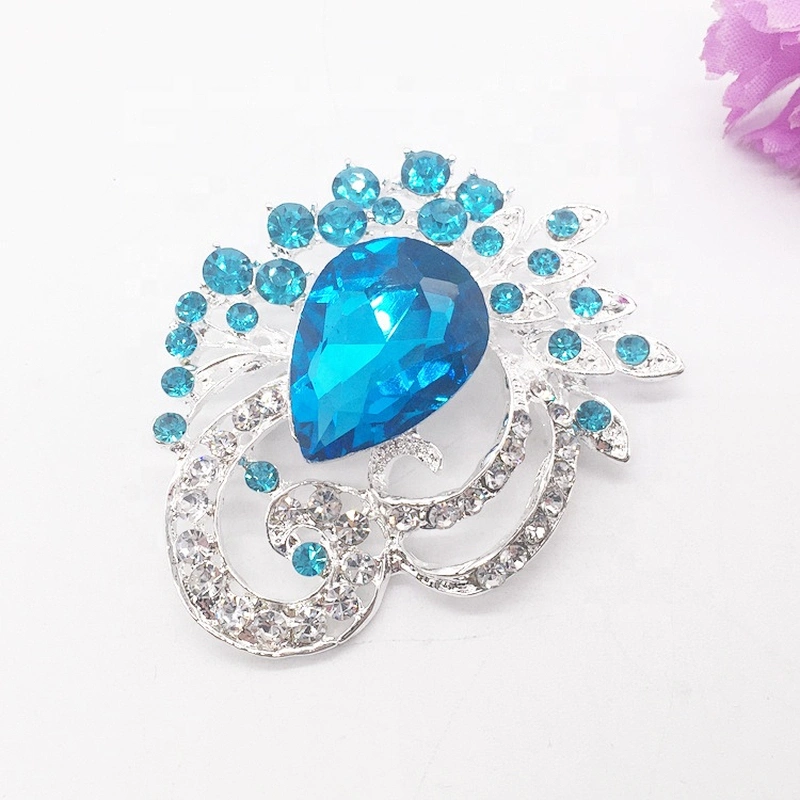 Wedding Bridal Costume African Jewelry Design Big Glass Rhinestone Brooch