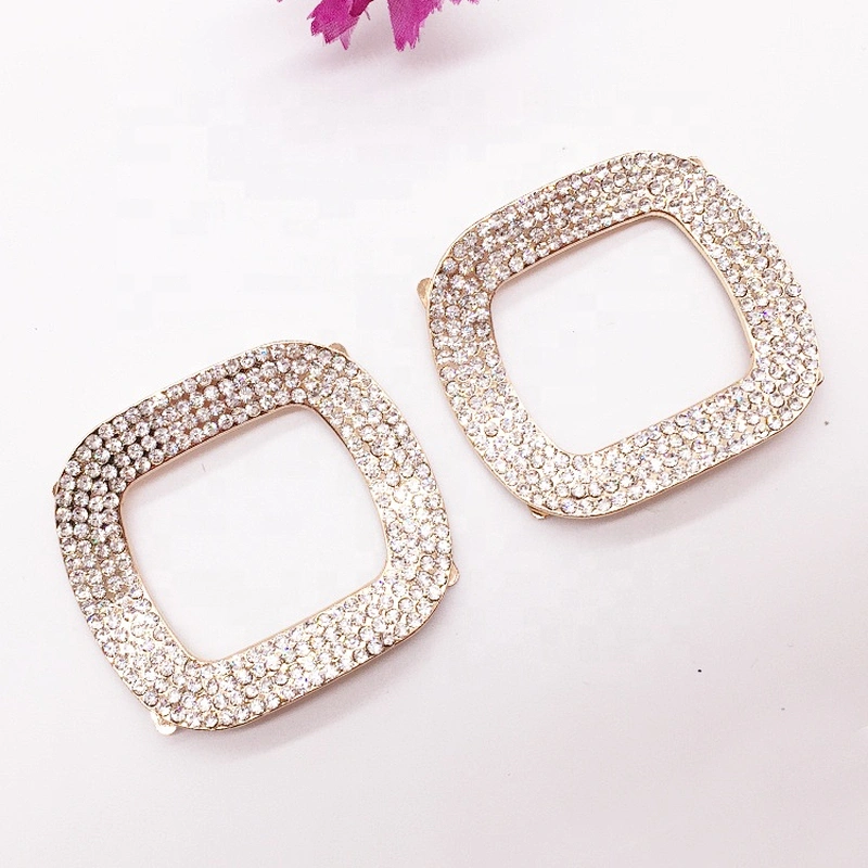 Guangzhou factory wholesale rhinestone shoe accessories decoration design shoe square metal buckle
