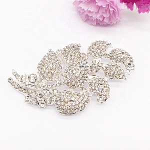 Charm vintage hollow leaf diamond rhinestone crystal brooch pin corsage brooches