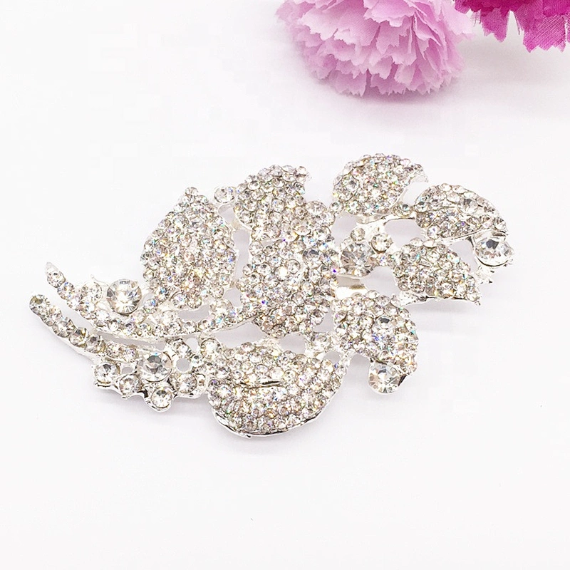 Charm vintage hollow leaf diamond rhinestone crystal brooch pin corsage brooches