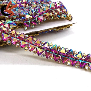 Colorful fancy AB colors chain crystal rhinestone trimming for clothes