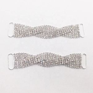 High Quality Twist Design 8 Rows SS16 Silver Rhinestone Crystal Bikini Connector