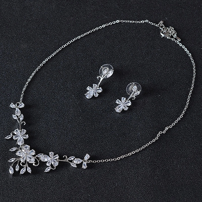 2019 Hot Crystal Zircon Jewelry Earring Necklace Wedding Jewelry Set