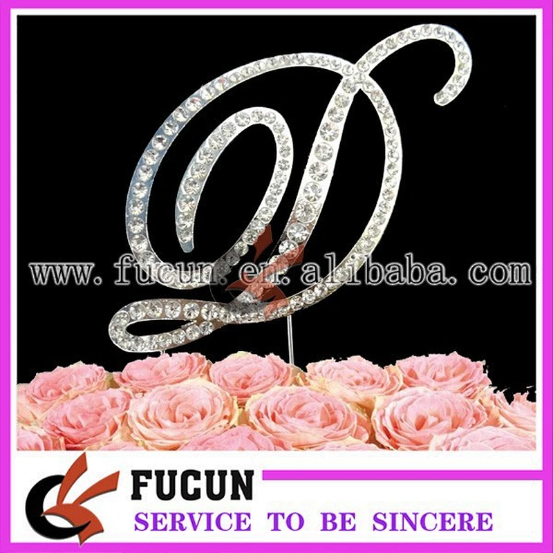 hot sale diamond cake topper metal monogram letters