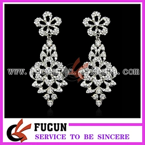 fashion flower design gold dubai plated earring jewelry for wedding