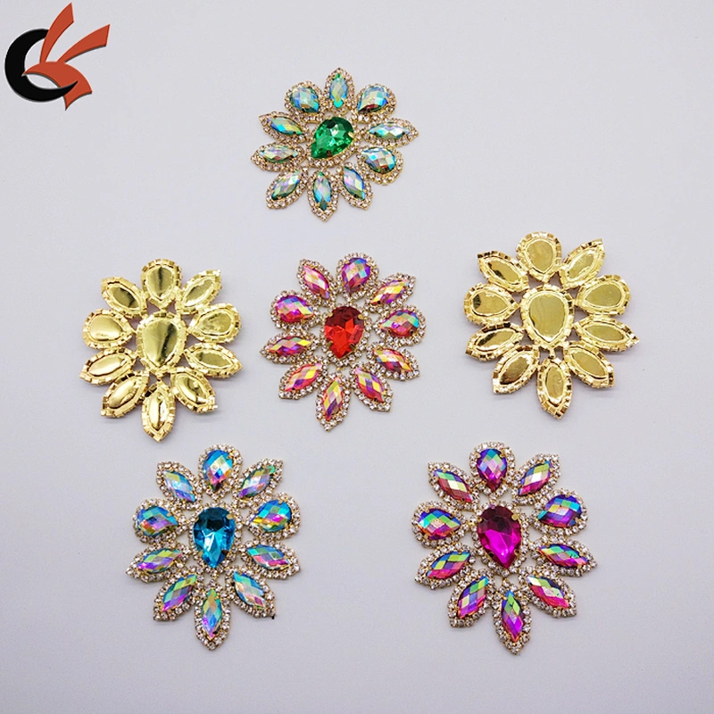 flatback sew on AB rhinestone brooch appliques for Carnival dress