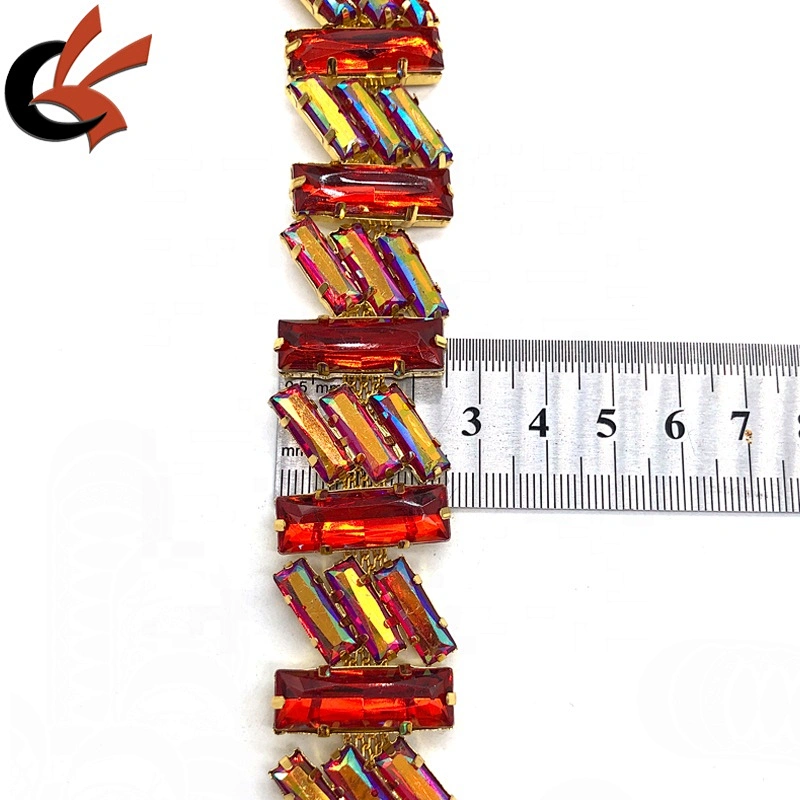 New style custom carnival decoration Red AB crystal rhinestone chain trimming