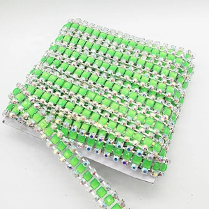 New product 2020 handmade delicately rhinestone thread trims setting peridot resin stone trimming chain