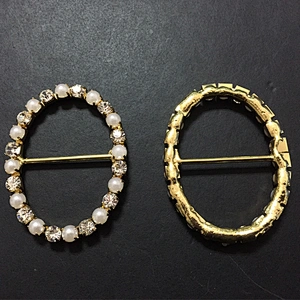 cheap price rhinestone and pearl crystal oval shape buckles