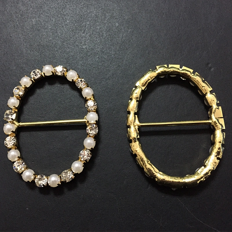 cheap price rhinestone and pearl crystal oval shape buckles