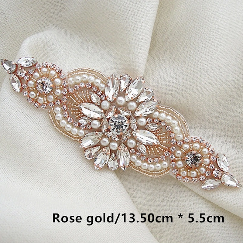 Handmade Bridal Wedding Costume Dress Crystal Rhinestone Flower Patches Applique