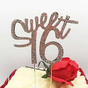 Custom Funny sweet 16 crystal cake toppers birthday for party decorations