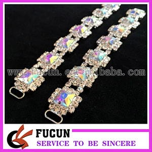 AB Aurora Big Square Rhinestone Chain Connector for Competition Bikini