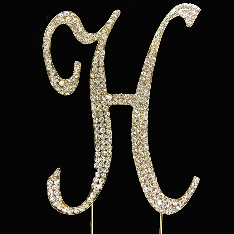 A to Z Rhinestone Monogram Wedding Jewelry Letter Initial Alphabet Cake Topper