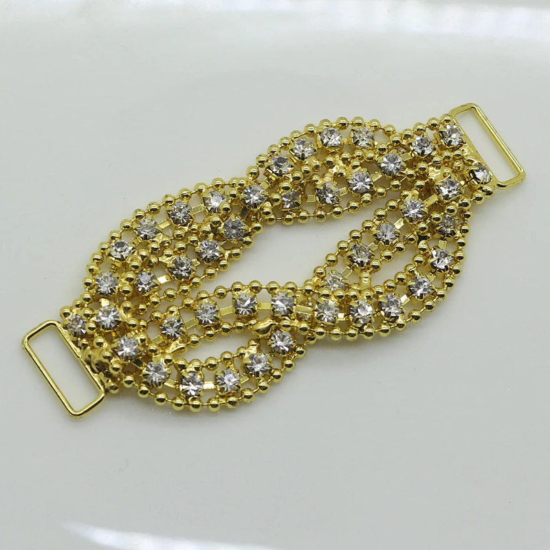 wholesale fashion metal 80mm crystal rhinestone connectors for bikini