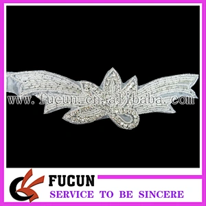 Fashion Wedding Rhinestones Applique Trimming/Bridal Sash Embroidery Designs