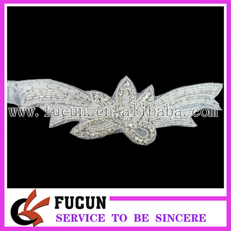 Fashion Wedding Rhinestones Applique Trimming/Bridal Sash Embroidery Designs
