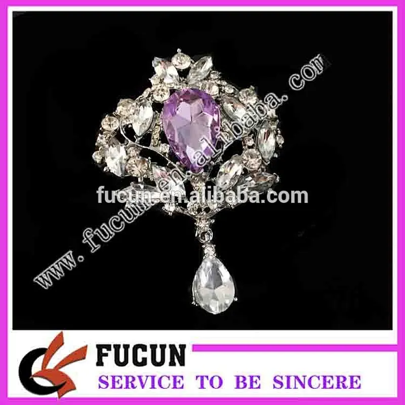 Wholesale fashion White nickel plated rhinestone brooch for wedding