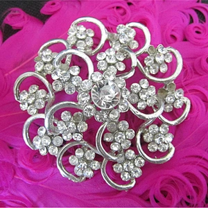 Vintage New Arrival Korea Exquisite Wedding Rhinestone Large Flowery Brooch