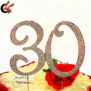 plating silver number 10 rhinestone acrylic cake decorations