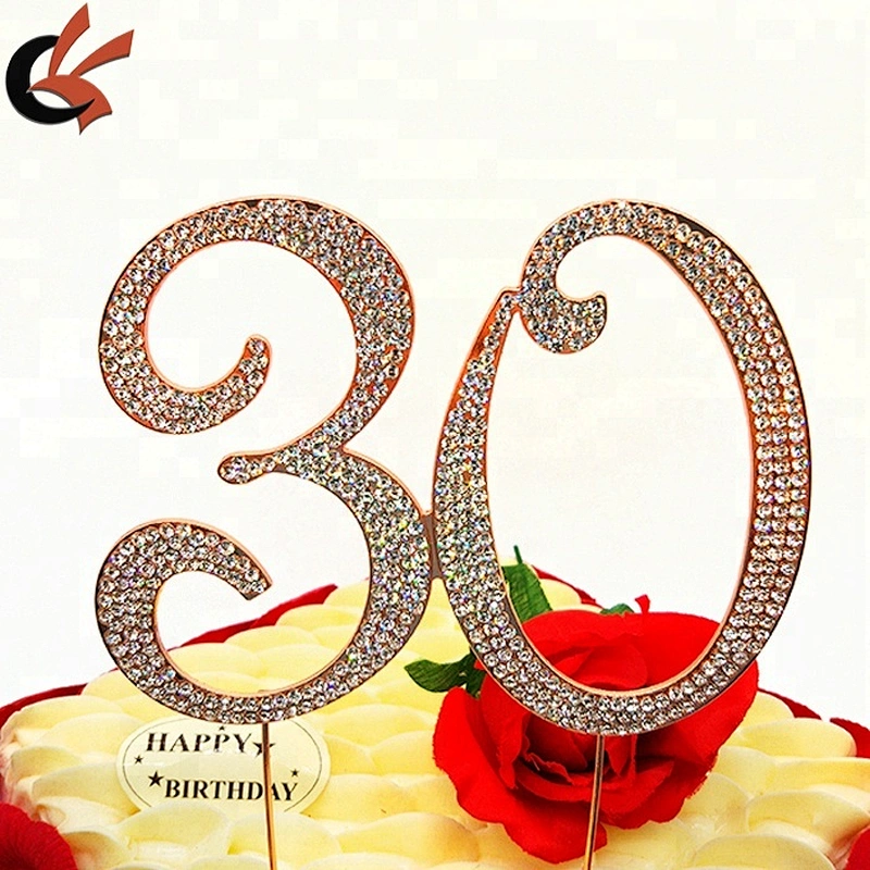 plating silver number 10 rhinestone acrylic cake decorations