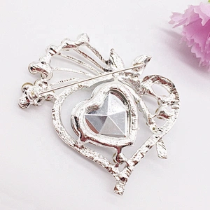 crystal rhinestone heart wedding jewellery diamond brooches for mother